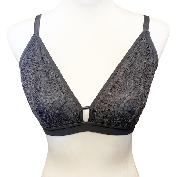 Lively Floral Lace Keyhole Busty Bralette No Wire Gray Size 1 (32DD, 33D/DD) - Picture 13 of 13